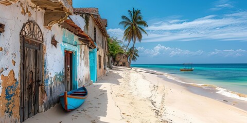 View of the Ocean from the shore of Zanzibar - obrazy, fototapety, plakaty