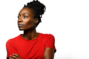 Close up of a thoughtful african woman