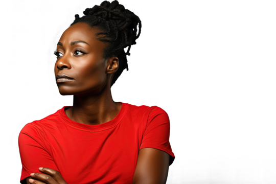 Close up of a thoughtful african woman