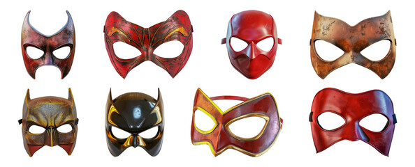 Assorted superhero masks cut out png on transparent background