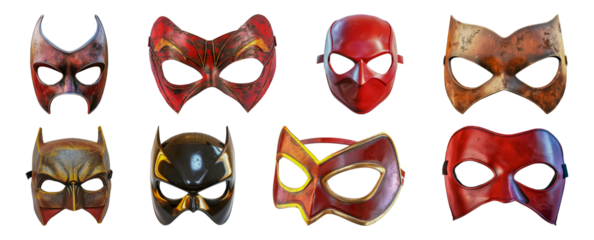 Assorted superhero masks cut out png on transparent background