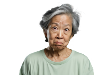 Close up of an angry chinese old woman