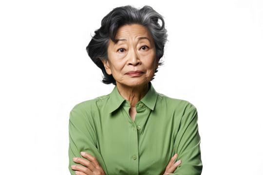 Close up of an angry chinese old woman