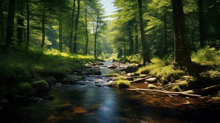 Obraz premium a stream in a forest.