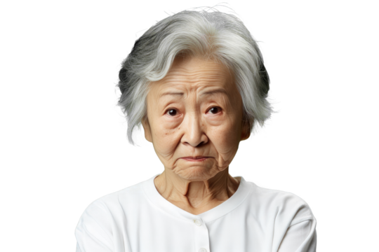 Close up of a worried old chinese woman