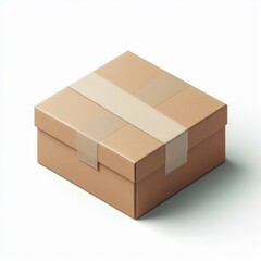 Closed cardboard box with Adhesive isolated on a white background