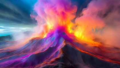 Abstract and colorful volcano artwork. Great for backdrop or wallpaper.