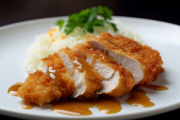 Chicken katsu with sauce generative AI