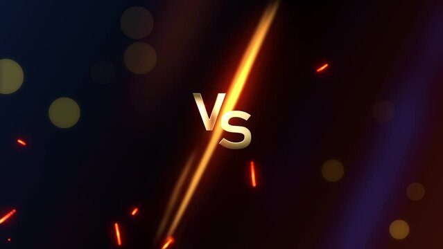 Animation Versus For Race, Game Play, Versus - vs collision of metal letters with sparks and glow on a red-blue background, confrontation concept, competition vs match game, martial battle vs sport. L