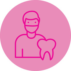 Dentist Pink Line Circle Icon