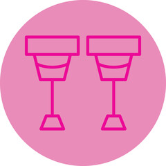 Crutches Pink Line Circle Icon