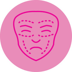 Facial Plastic Surgery Pink Line Circle Icon