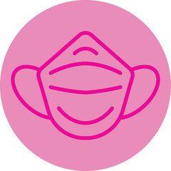 Face Mask Pink Line Circle Icon