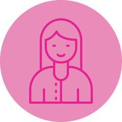 Woman Pink Line Circle Icon