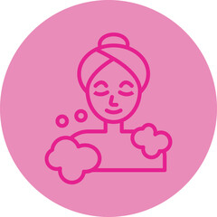 Body Wash Pink Line Circle Icon