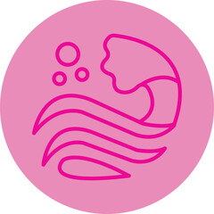 Waves Pink Line Circle Icon