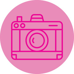 Camera Pink Line Circle Icon