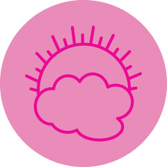 Sun Pink Line Circle Icon