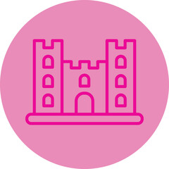 Sand Castle Pink Line Circle Icon