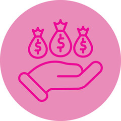 Encouragement Pink Line Circle Icon