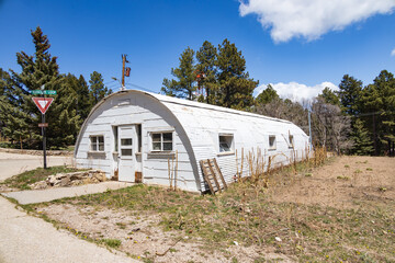 Abandoned building, Quanset Hut, at Sunspot Solar Observatory, New Mexico