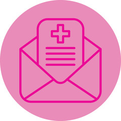 Medical Mail Pink Line Circle Icon