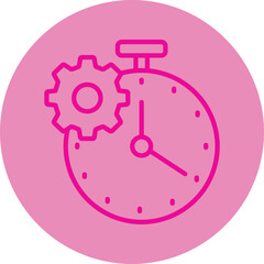Time Management Pink Line Circle Icon