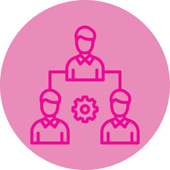 Teamwork Pink Line Circle Icon