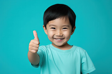 Close up of an asian kid - Okay gesture