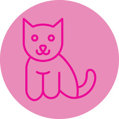 Cat Pink Line Circle Icon