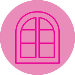 Window Pink Line Circle Icon