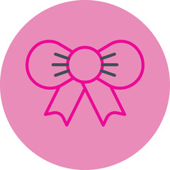 Bow Pink Line Circle Icon