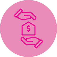 Loan Pink Line Circle Icon