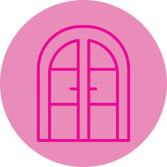Door Pink Line Circle Icon