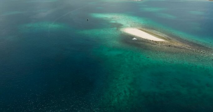 Sandbar in the middle of the sea. Naked Island. Britania Island. Surigao del Sur, Philippines.