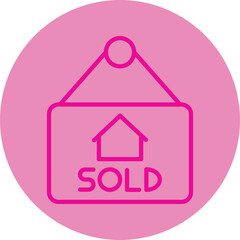 Sold Pink Line Circle Icon