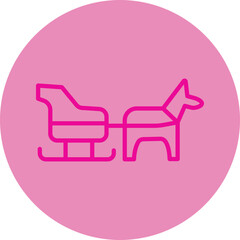 Dog sled Pink Line Circle Icon