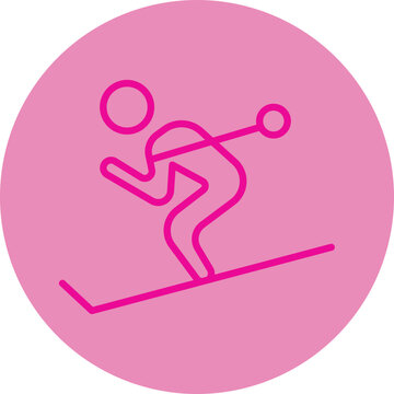 Cross cuntry Pink Line Circle Icon