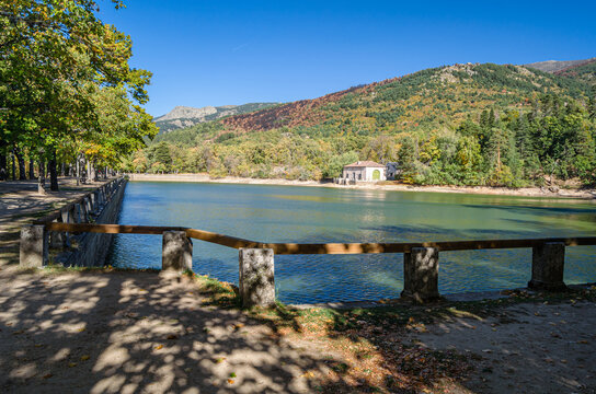 View of a pond in autumn