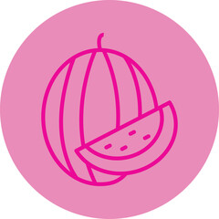Watermelon Pink Line Circle Icon