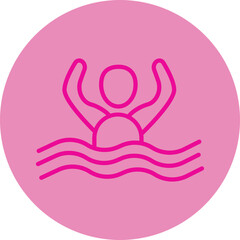 Swimming Pink Line Circle Icon