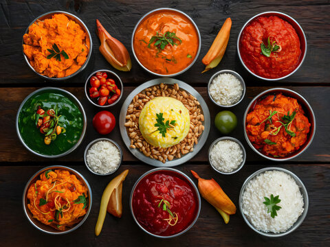 Comida india tradicional en la mesa