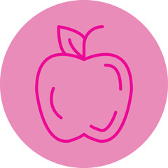 Apple Pink Line Circle Icon