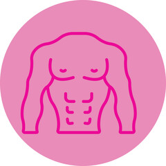 Body Builder Pink Line Circle Icon