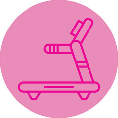 Treadmill Machine Pink Line Circle Icon