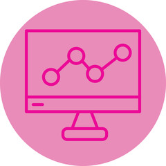 Data Analytics Pink Line Circle Icon