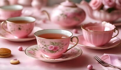 Beautiful pink cup for tea