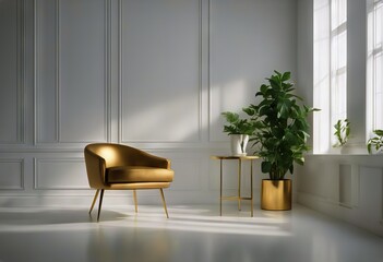 chair plant design white contemporary corner white room modern empty gold