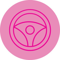 Steering Wheel Pink Line Circle Icon