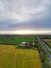 High Angle View of British Countryside Landscape Near Rugby City of England United Kingdom